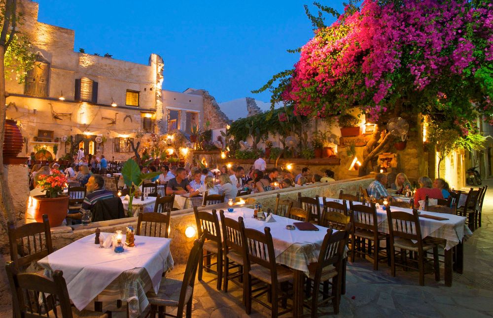 Taverns in the Old Town of Chania, Crete, Greece