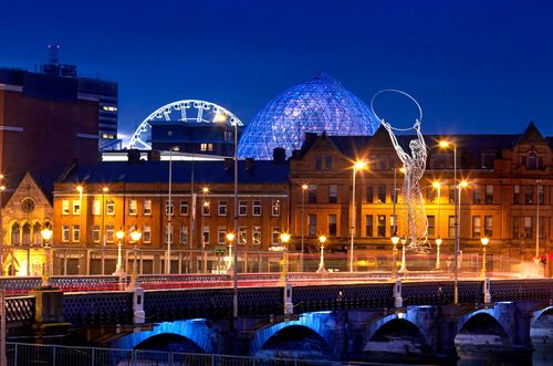 The dome of Victoria Square seen from Laganside in Belfast