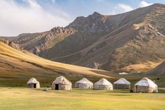 Yurts in a nomad village in Tash-Rabat in Kyrgyzstan 