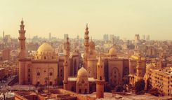 Cairo old town with mosque and minarets