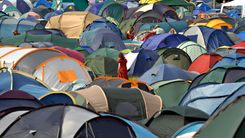 Tents on a music festival campsite