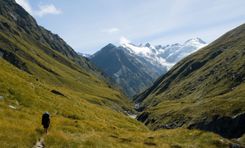 The Barrier Range from Snowy Creek, below the Rees Saddle, Rees Dart track, Mount Aspiring National Park, New Zealand